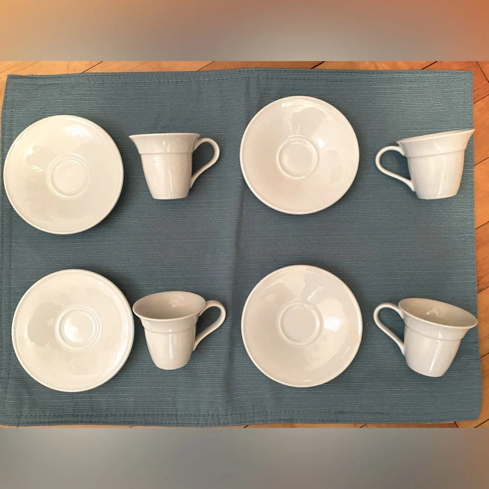Set of 4 Crate & Barrel Espresso cups and Saucers saucers. New, never used.